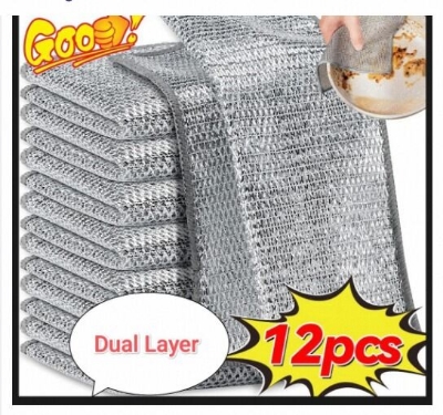 Picture of 12 Pcs Magic Cleaning Cloth Kitchen Dishwashing Towel Metal Steel Wire Cleaning Rag For Dish Pot Cleaning Tools - NR Mart - Dish Cloth & Towels-Multicolor