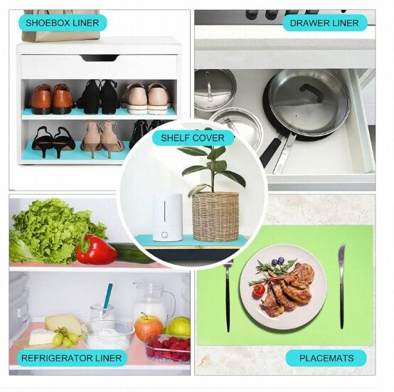 Picture of 4 Pcs Easy Clean Kitchen Cabinet Pad Refrigerator Anti Slip Fridge Liner Mat-Multicolor