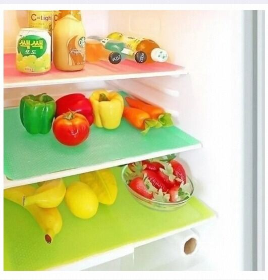 Picture of 4 Pcs Easy Clean Kitchen Cabinet Pad Refrigerator Anti Slip Fridge Liner Mat-Multicolor