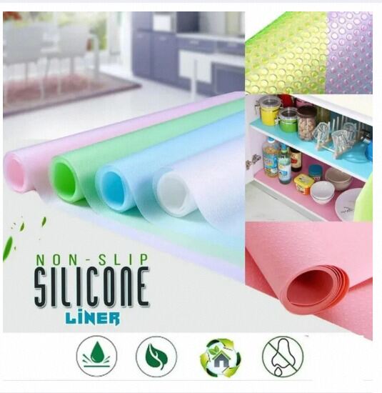 Picture of 4 Pcs Easy Clean Kitchen Cabinet Pad Refrigerator Anti Slip Fridge Liner Mat-Multicolor