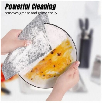 Picture of (Choice Free gift ) 1pc Magic Cleaning Cloth Thickened Double-sided Metal Steel Wire Rags Kitchen Dish Pot Washdishing Cloths Towel Clean Tools-Multicolor