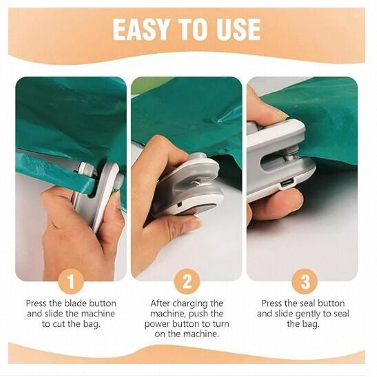 Picture of Mini 2-in-1 USB Rechargeable Bag Sealer & Cutter-Multicolor