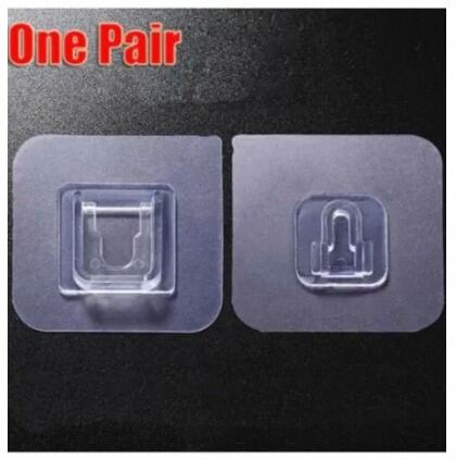 Picture of 1Pair Double Sided Wall Adhesive Hook Socket2 Pair Double Sided Wall Adhesive Hook Socket Holder Cable Storage Plug Fixing Organize Seamless Waterproof Reusable Holder.-Multicolor