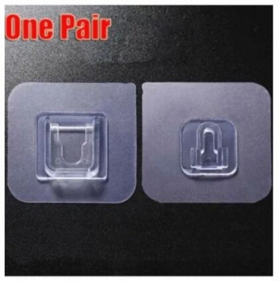 Picture of 1Pair Double Sided Wall Adhesive Hook Socket2 Pair Double Sided Wall Adhesive Hook Socket Holder Cable Storage Plug Fixing Organize Seamless Waterproof Reusable Holder.-Multicolor