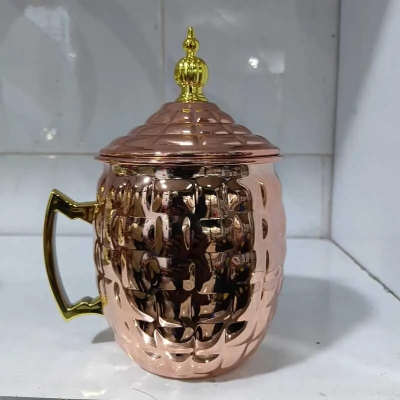 Picture of Luxury Diamond Cut Metallic Mug with Crown Lid (Golden & Rose Gold)