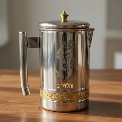 Picture of ESHA 2 Liter Stainless Steel Jug with Gold Border & Floral Design