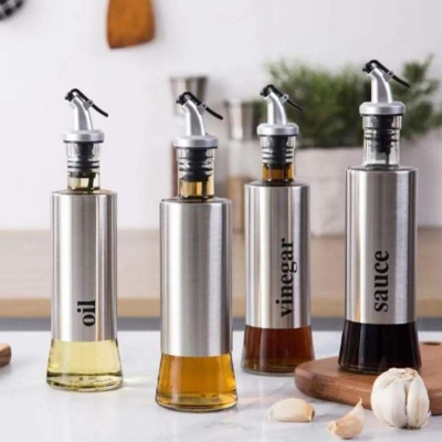 Picture of 500ml Oil and Vinegar Dispenser Bottle with Pouring Spout - Silver