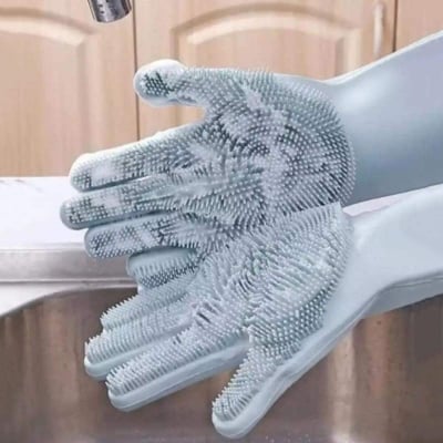 Picture of High-Quality Silicone Dishwashing Kitchen Gloves - Multicolor