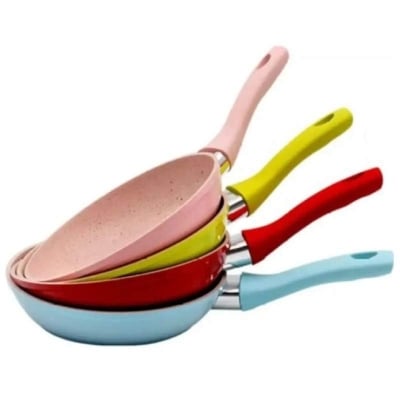 Picture of 16cm Non-Stick Forged Frying Pan with Marble Stone Coating and Silicone Handle - Multicolor