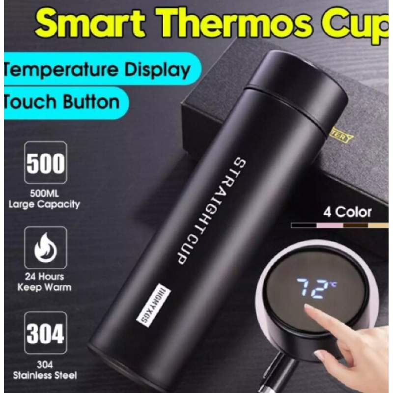 Picture of Stainless Steel Vacuum Insulated Smart Tumbler with LED Temperature Display - 500ml - Black