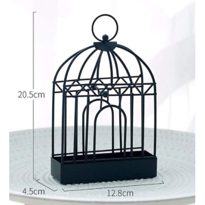 Picture of Birdcage-Shaped Iron Mosquito Coil Holder and Incense Burner - Black