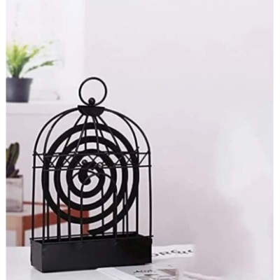 Picture of Birdcage-Shaped Iron Mosquito Coil Holder and Incense Burner - Black
