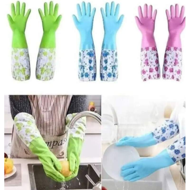 Picture of Silicone Dishwashing Kitchen Gloves - Multicolor