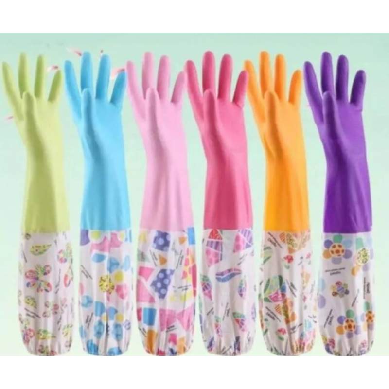 Picture of Silicone Dishwashing Kitchen Gloves - Multicolor