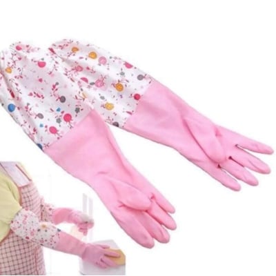 Picture of Silicone Dishwashing Kitchen Gloves - Multicolor
