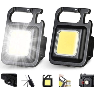 Picture of Mini COB Keychain Flashlight - USB Rechargeable - Black