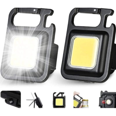 Picture of Mini COB Keychain Flashlight - USB Rechargeable - Black