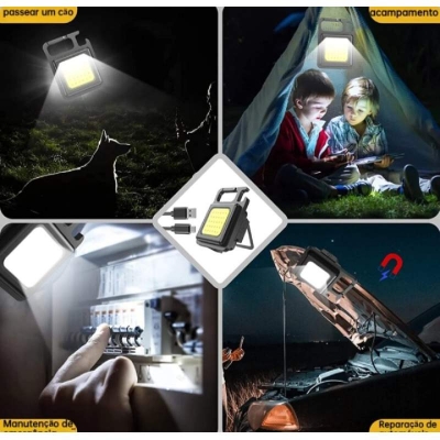 Picture of Mini COB Keychain Flashlight - USB Rechargeable - Black