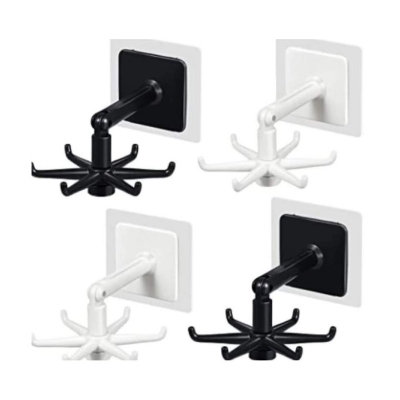 Picture of 4-Piece 360-Degree Rotating Self-Adhesive Folding Hooks - Multicolor