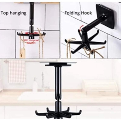 Picture of 4-Piece 360-Degree Rotating Self-Adhesive Folding Hooks - Multicolor