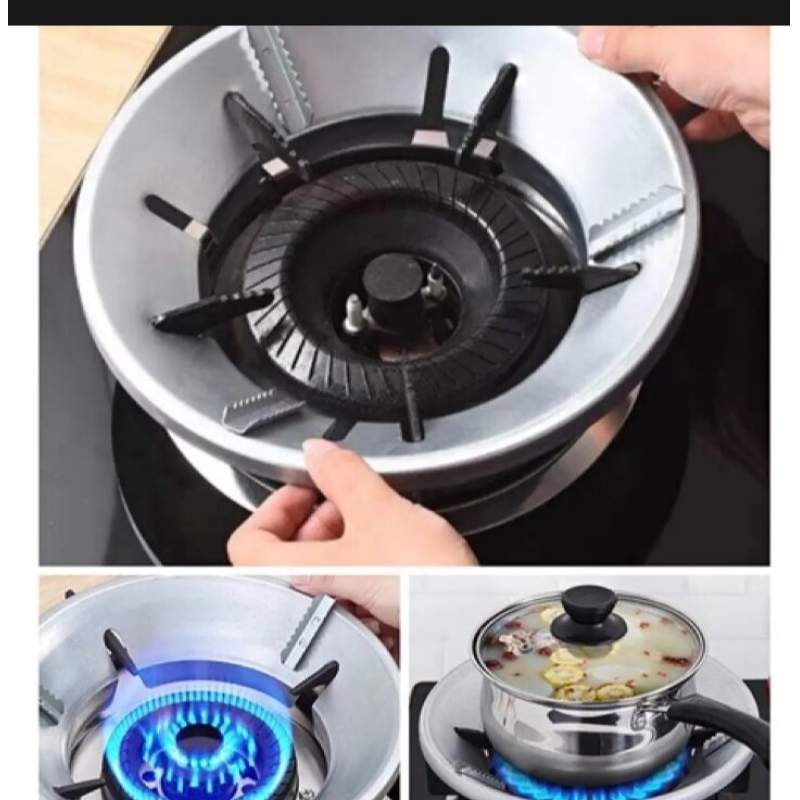 Picture of 2-Piece Energy-Saving Windproof Gas Stove Cover - Silver