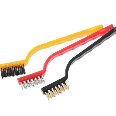 Picture of 3-Piece Mini Wire Brush Set - Brass, Nylon and Stainless Steel - Multicolor