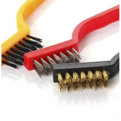 Picture of 3-Piece Mini Wire Brush Set - Brass, Nylon and Stainless Steel - Multicolor