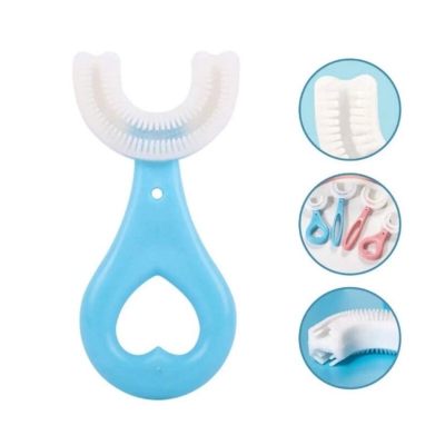 Picture of Kids U-Shaped Silicone Toothbrush with Handle - Ages 2-12 - Multicolor