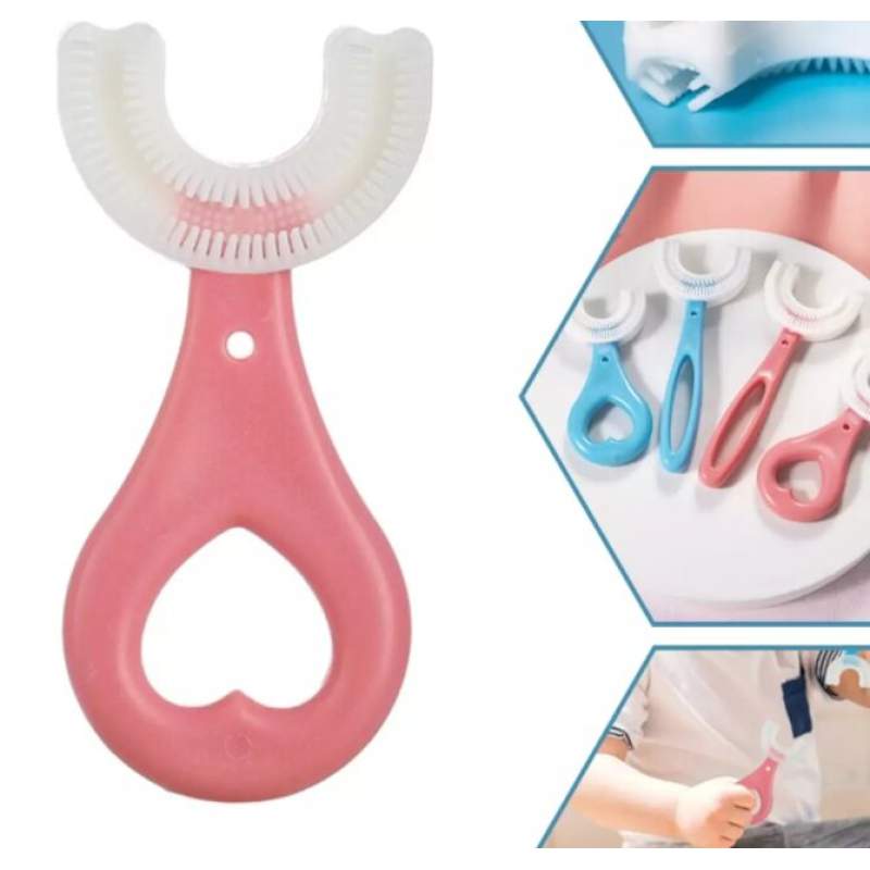 Picture of Kids U-Shaped Silicone Toothbrush with Handle - Ages 2-12 - Multicolor