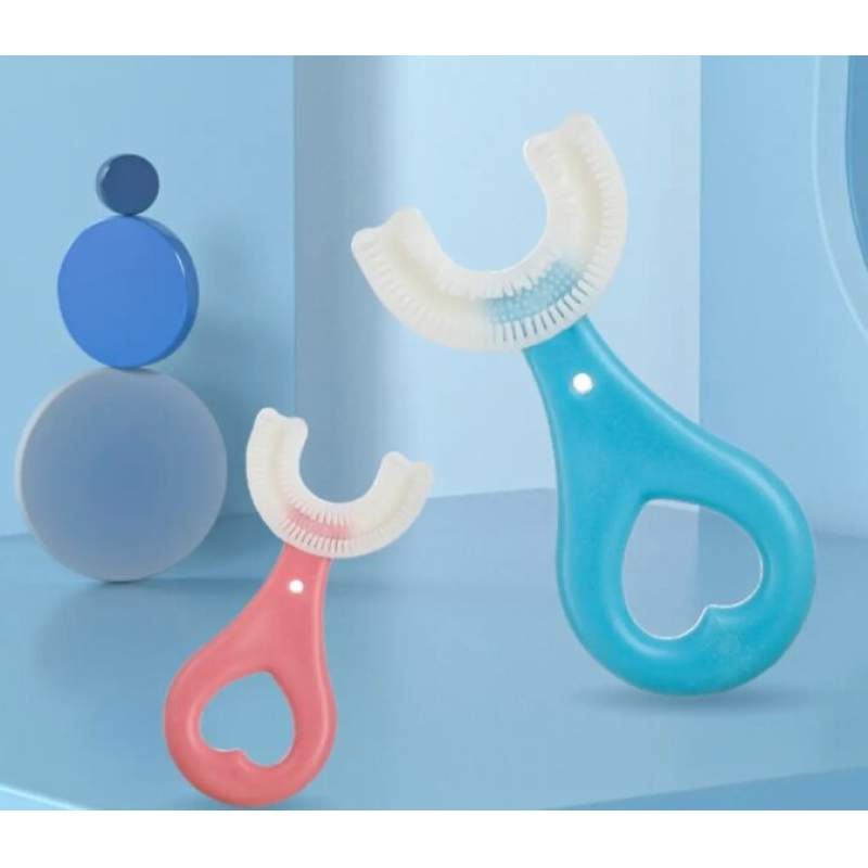 Picture of Kids U-Shaped Silicone Toothbrush with Handle - Ages 2-12 - Multicolor