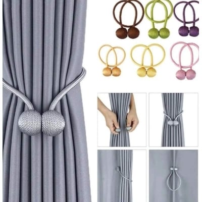 Picture of 2-Piece Magnetic Pearl Ball Curtain Tieback Hooks - Multicolor