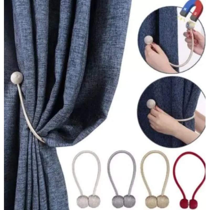 Picture of 2-Piece Magnetic Pearl Ball Curtain Tieback Hooks - Multicolor