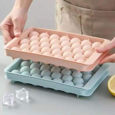 Picture of 33-Piece Round Ice Ball Maker Tray with Lid - Multicolor