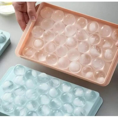 Picture of 33-Piece Round Ice Ball Maker Tray with Lid - Multicolor