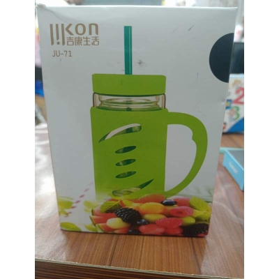 Picture of Glass Inner Juice Mug with Straw - 460ml