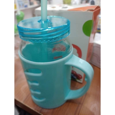 Picture of Glass Inner Juice Mug with Straw - 460ml