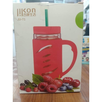 Picture of Glass Inner Juice Mug with Straw - 460ml