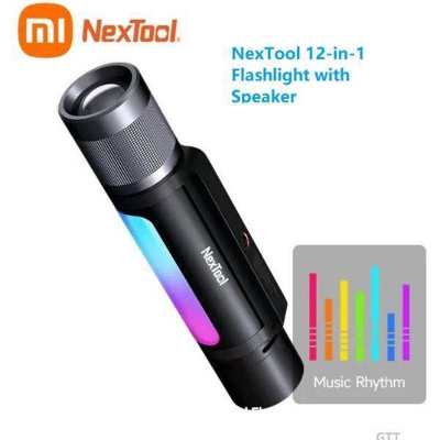 Picture of NexTool 12 In 1 1900lm Flashlight With Speaker Pickup Rhythm Light 4 Colors Rechargeable Flashlight For Outdoor Camping-Black