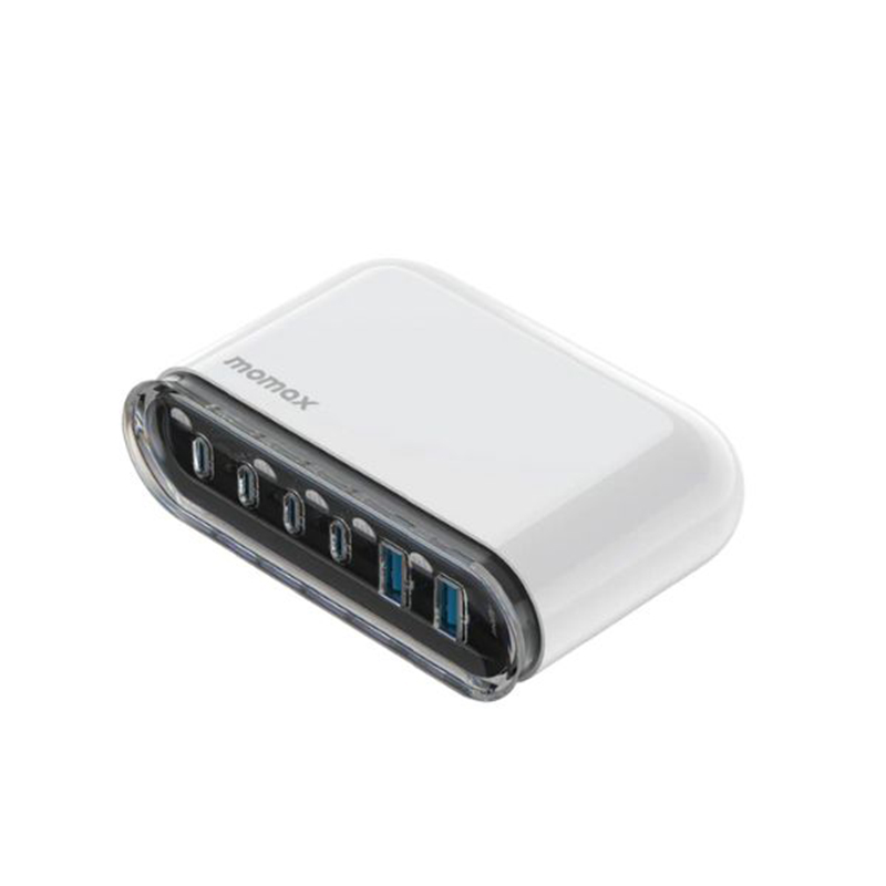 Picture of MOMAX 1-Charge Flow+ 120W USB-C & USB-A 6-Port GaN Desktop Charger (UM55)-White