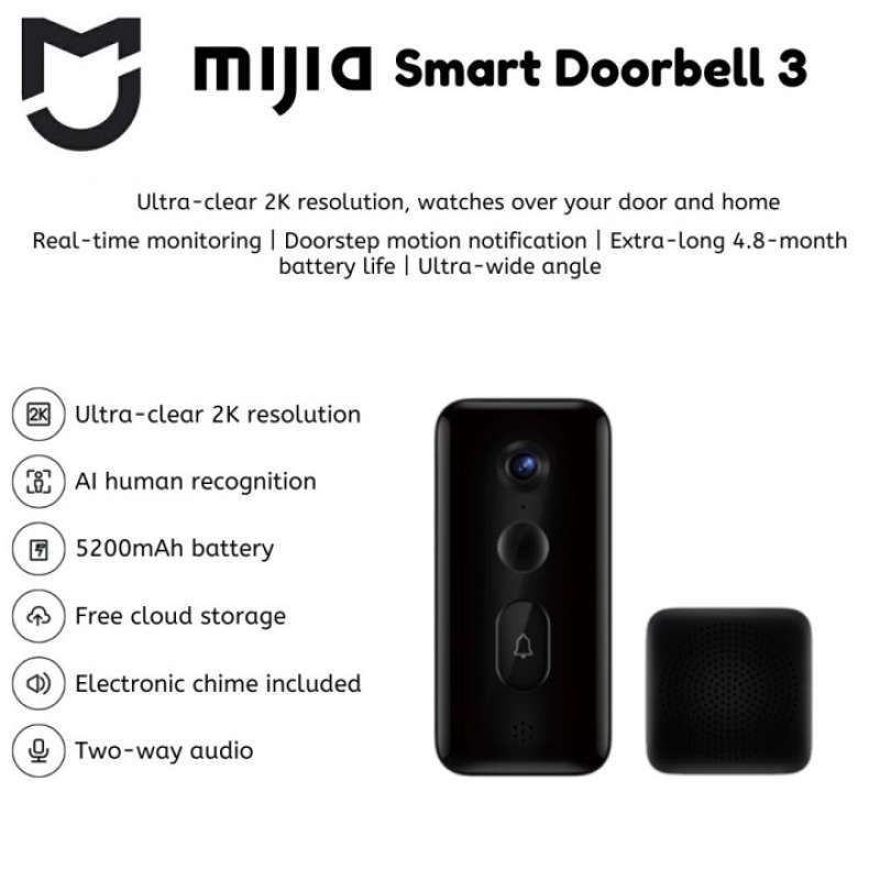 Picture of Xiaomi MJML05-FJ Smart Doorbell 3 Sharp 2K Clarity 5200mAh Battery-Black