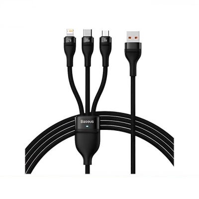 Picture of Baseus Cable CASS030101 Flash Series Ⅱ Two-for-three Fast Charging Data Cable USB to M+L+C 100W 1.2m Black-Black