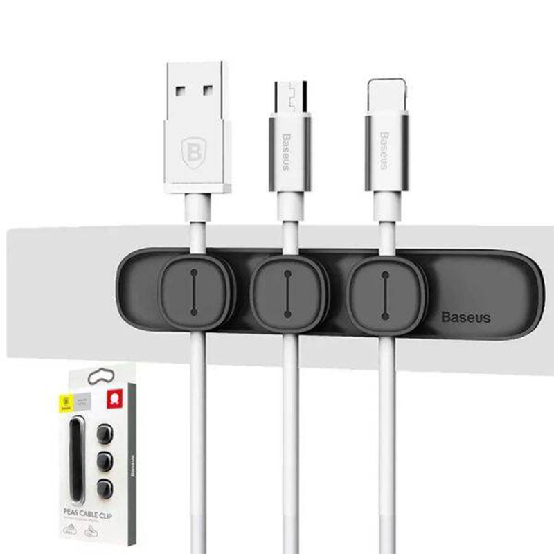 Picture of Baseus Cable Organizer Magnetic Cable Management USB Cables Holder Silicione Flexible Desktop Clips-Black