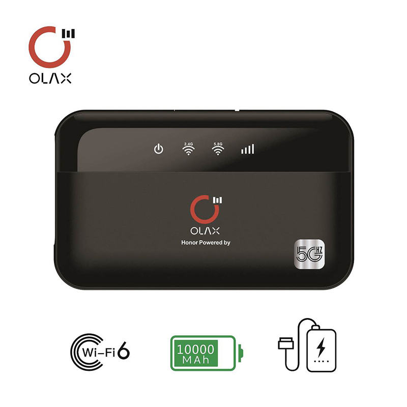 Picture of OLAX M100 Power Bank WiFi Router – 10,000mAh Portable Charger & WiFi 6 4G Router (Dual-Band, SIM Support)-Black