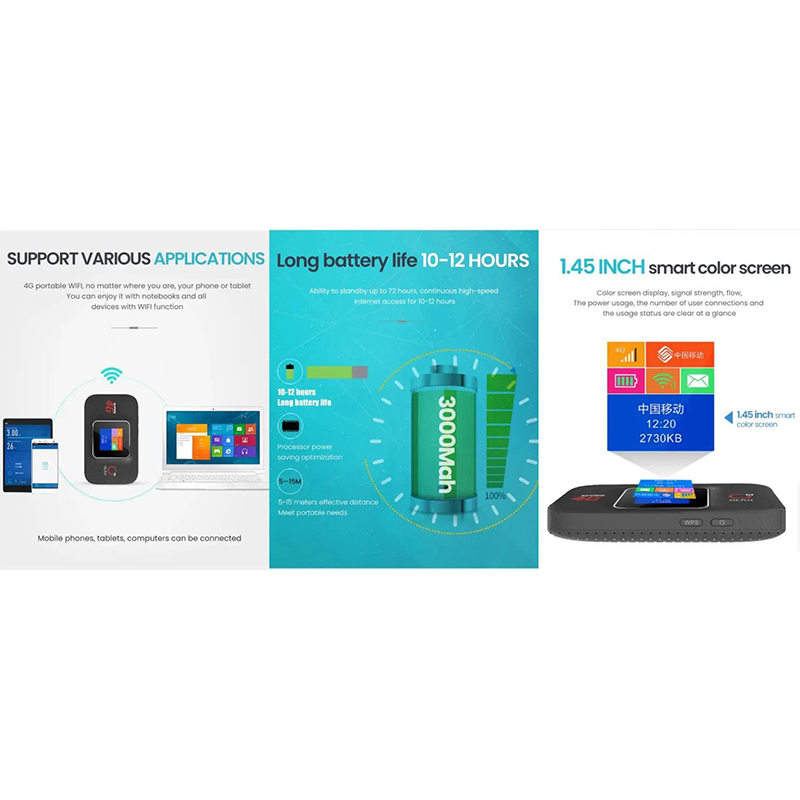 Picture of OLAX MF982 4G LTE Pocket WiFi Hotspot Router 3000mAh-Black