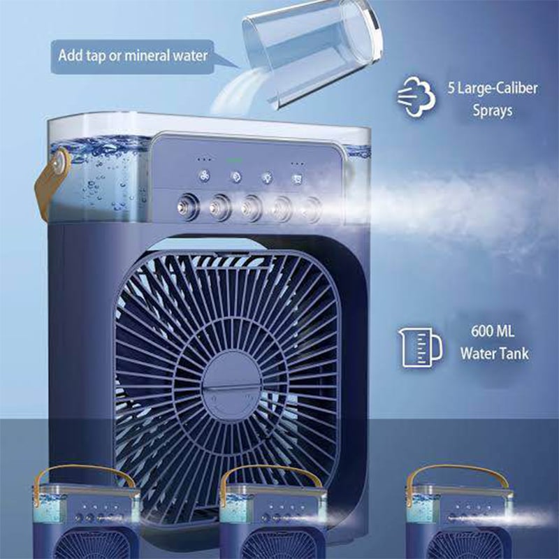 Picture of Air Cooler Fan Humidifier Fan Water Mist Fan with RGB light- Non rechargeable-Multicolor