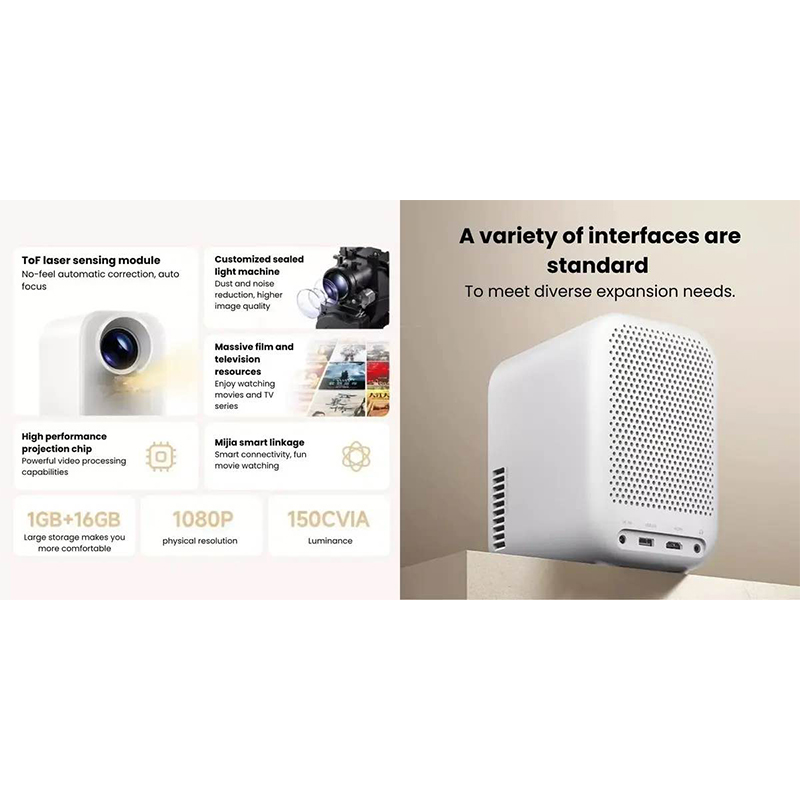Picture of Xiaomi Redmi Projector Lite 150 C VIA Lumens – 1080P Portable Projector with Dual-Band Wi-Fi & Bluetooth Speaker-White