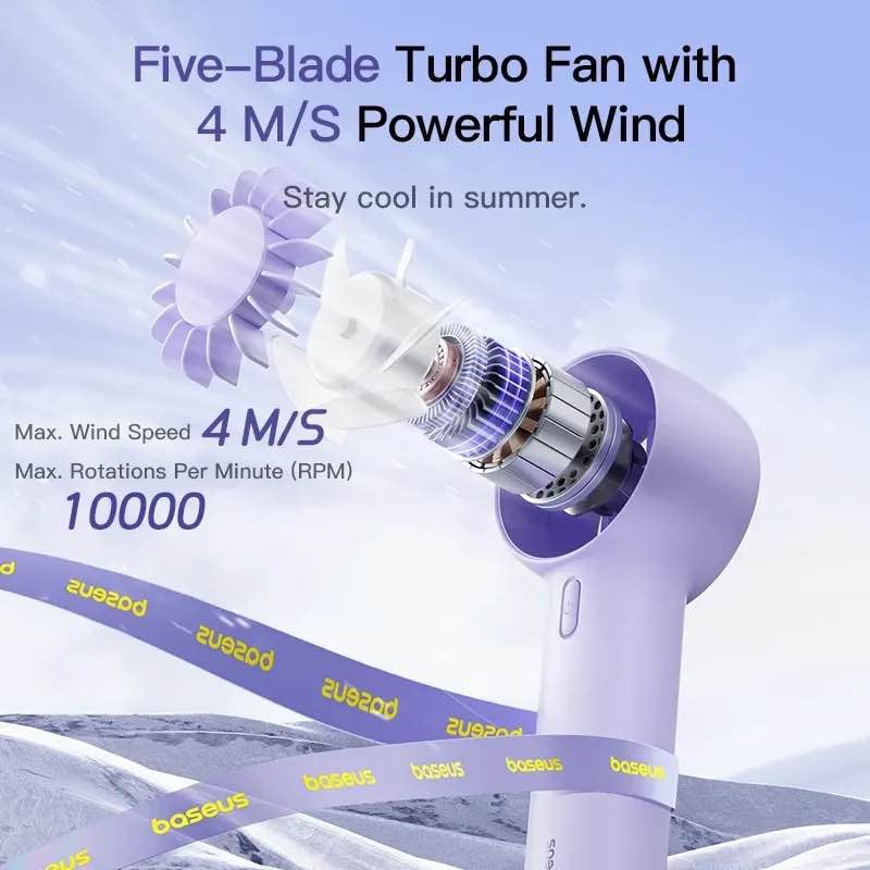 Picture of Baseus Fan GoTrip DT1 Mini Turbine Handheld Fan-Blue