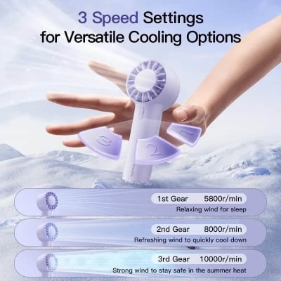 Picture of Baseus Fan GoTrip DT1 Mini Turbine Handheld Fan-Blue