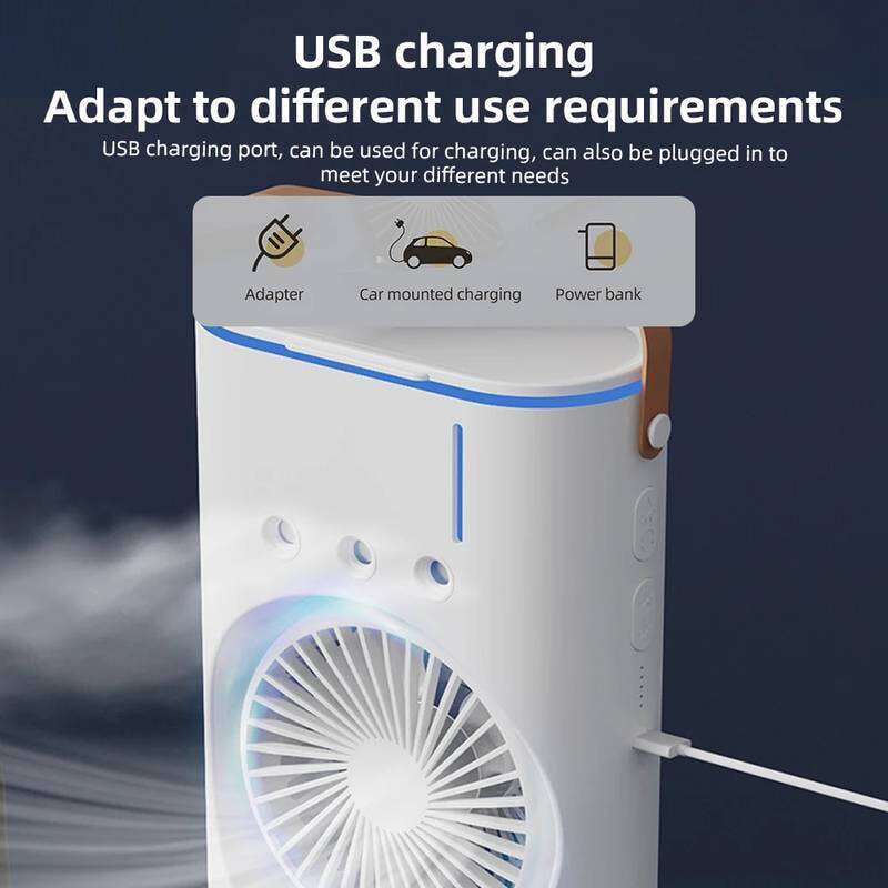 Picture of Double Head Spray Cooling Fan Rechargeable Remote Control-Multicolor