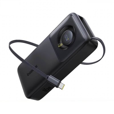 Picture of Baseus NOMOS Series 65W 20000mAh Power Bank With Built-in Retractable Type-C Cable-Black